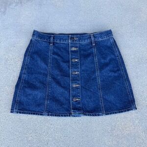Levi's Women Dark Wash Denim Button Front Skirt Size 32